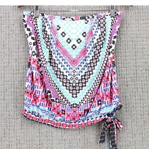 24th Ocean Swimwear Strapless Blouse Top Womens Medium M Geometric Pattern